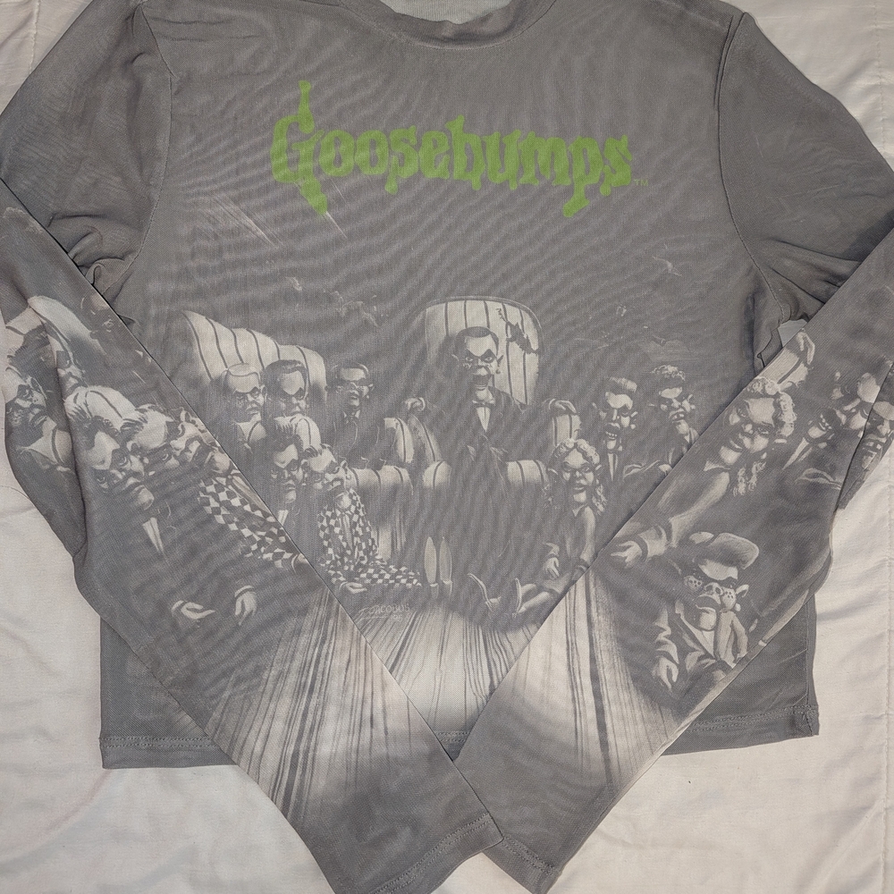 Goosebumps Gray Mesh Crop Top